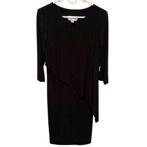 Joseph Ribkoff Black Asymmetrical Drape Overlay Dress